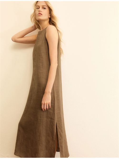 Abito dritto in tela di lino - TORTORA EMME MARELLA | EMMVELO227/005